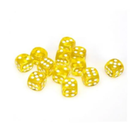 Chessex Translucent Yellow with White 16mm D6 (12 Dice)
