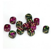 Chessex Gemini Green Purple with Gold 16mm D6 (12 Dice)