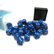 Chessex Opaque Blue with White 12mm D6 Dice Blocks (36 Dice)
