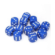Chessex Opaque Blue with White 16mm D6 Dice Block (12 Dice)