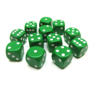 Chessex Opaque Green with White 16mm D6 Dice Block (12 Dice)