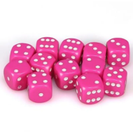 Chessex Opaque Pink with White 16mm D6 (12 Dice)