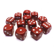 Chessex Opaque Red with White 16mm D6 Dice Block (12 Dice)