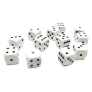 Chessex Opaque White with Black 16mm D6 Dice Block (12 Dice)