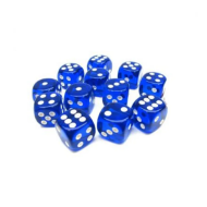 Chessex Translucent Blue with White 16mm D6 (12 Dice)