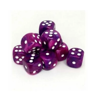 Chessex Festive Violet with White 16mm D6 Dice Block (12 Dice)