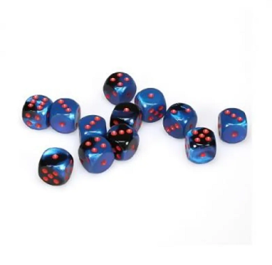 Chessex Gemini Black Starlight with Red 16mm D6 (12 Dice)