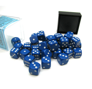 Chessex Opaque Blue with White 12mm D6 Dice Blocks (36 Dice)