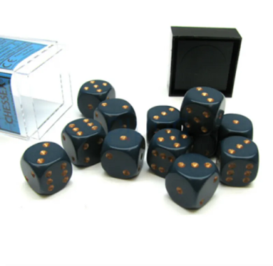 Chessex Opaque Dusty Blue with Copper 16mm D6 Dice Block (12 Dice)
