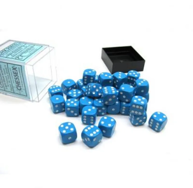 Chessex Opaque Light Blue with White 12mm D6 (36 Dice)