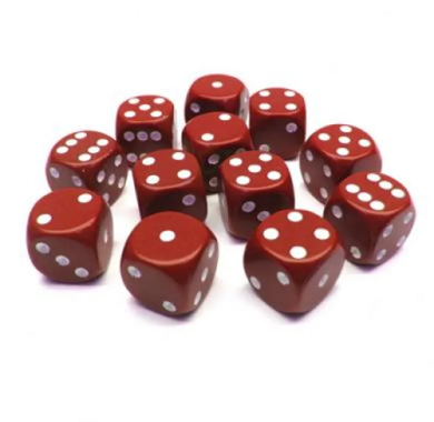 Chessex Opaque Red with White 16mm D6 Dice Block (12 Dice)