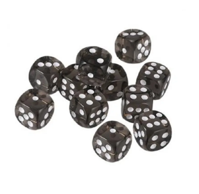 Chessex Translucent Smoke with White 16mm D6 (12 Dice)